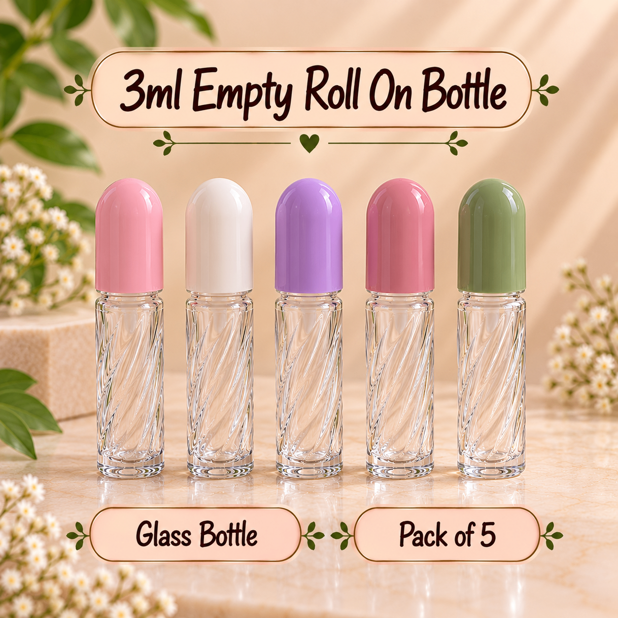 Glass roll on bottle 